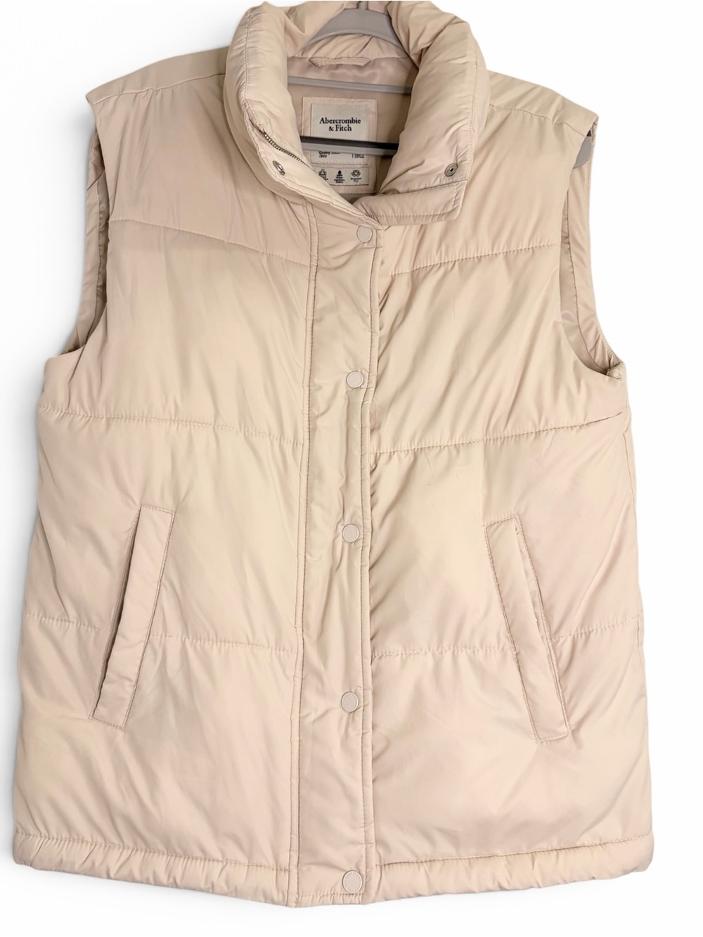 Abercrombie & Fitch Beige Quilted Puffer Vest